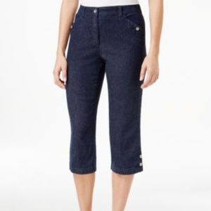 Karen Scott Petite Button-Cuff Denim